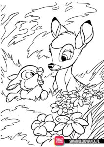 Tuptuś i Bambi kolorowanka do druku