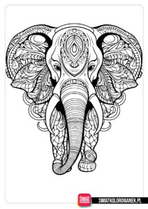 Kolorowanka Mandala Słoń dla dorosłych