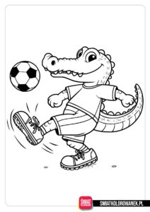 Krokodyl grający w piłkę kolorowanka