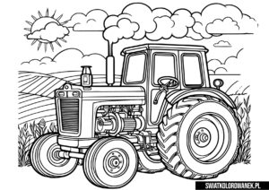 Traktor podczas pracy kolorowanka
