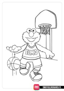 Kolorowanka Elmo gra w koszykówkę