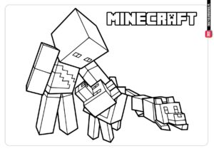 Minecraft Steve z pieskami do pokolorowania