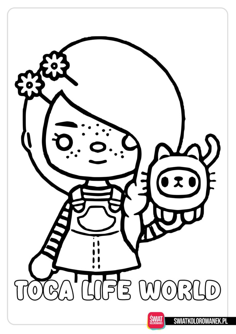 Toca Life World dziewczynka z kotkiem kolorowanka