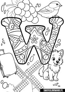 Litera W - Kolorowanki, karty pracy