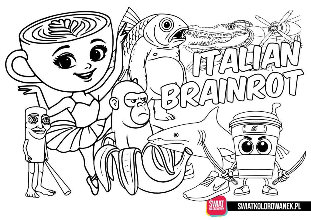 Italian Brainrot kolorowanka