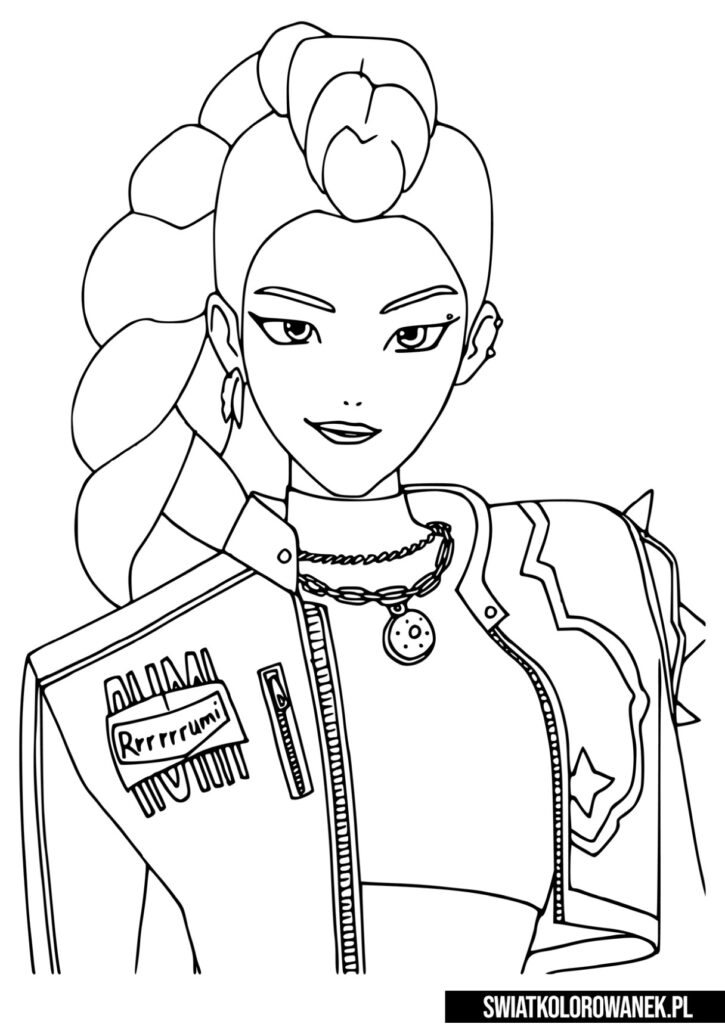 Kolorowanka KPop Demon Hunters do druku - Rumi.