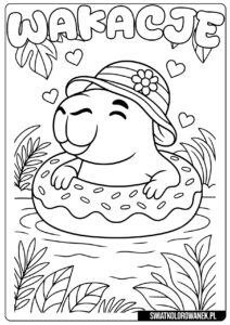 Kapibara na wakacjach do pokolorowania
