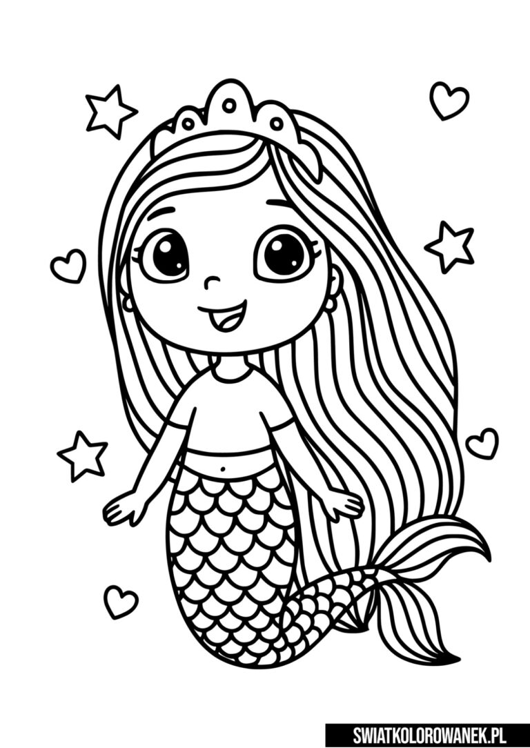 Kolorowanka z Syrenką. Kolorowanki Syrenki.