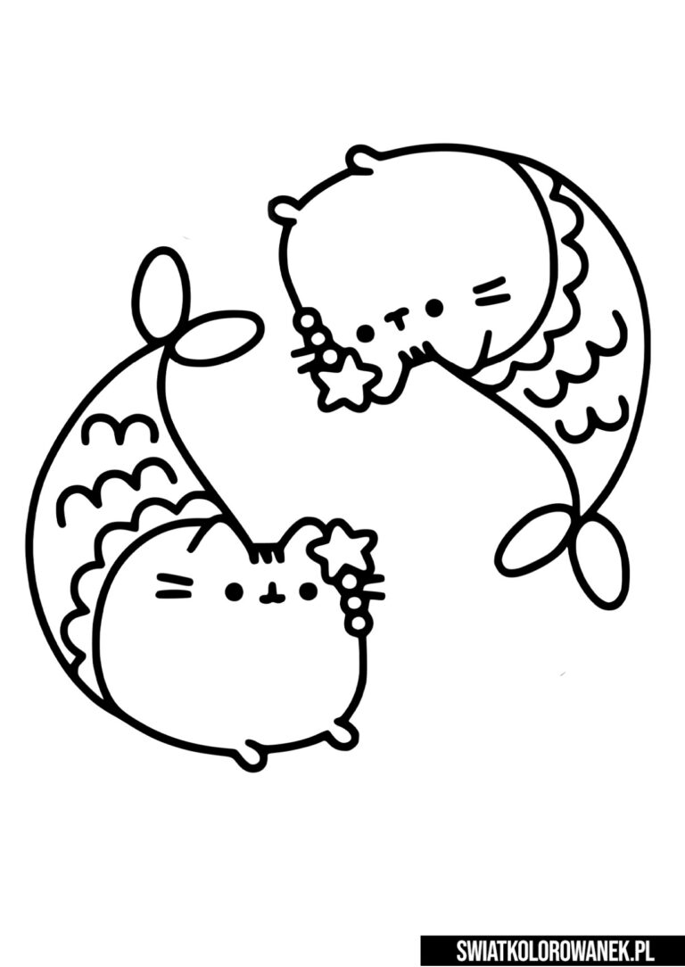 Pusheen Syrenki kolorowanki dla dzieci