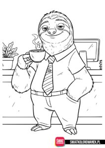 Kolorowanka Zwierzogród Leniwiec