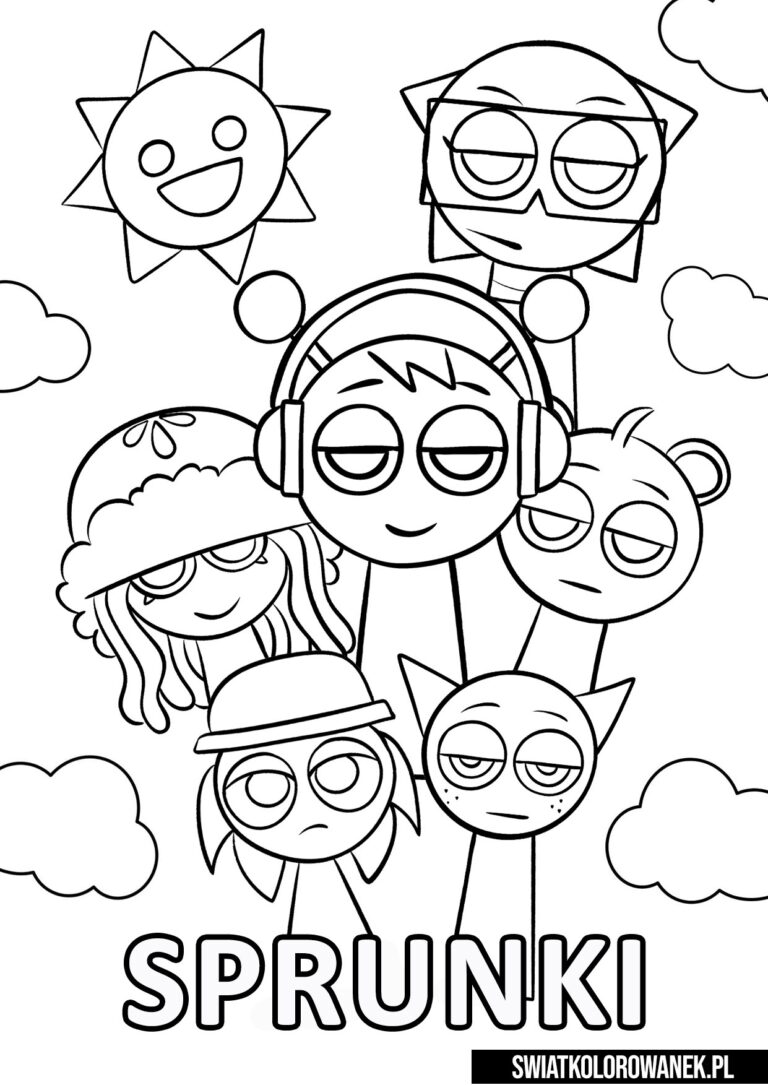 Sprunki kolorowanki. Kolorowanka do druku przedstawiająca postacie z gry Sprunki.